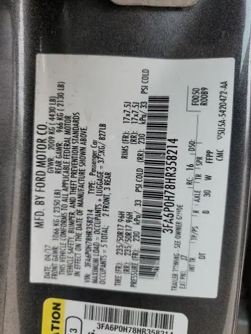 2017 FORD FUSION SE  