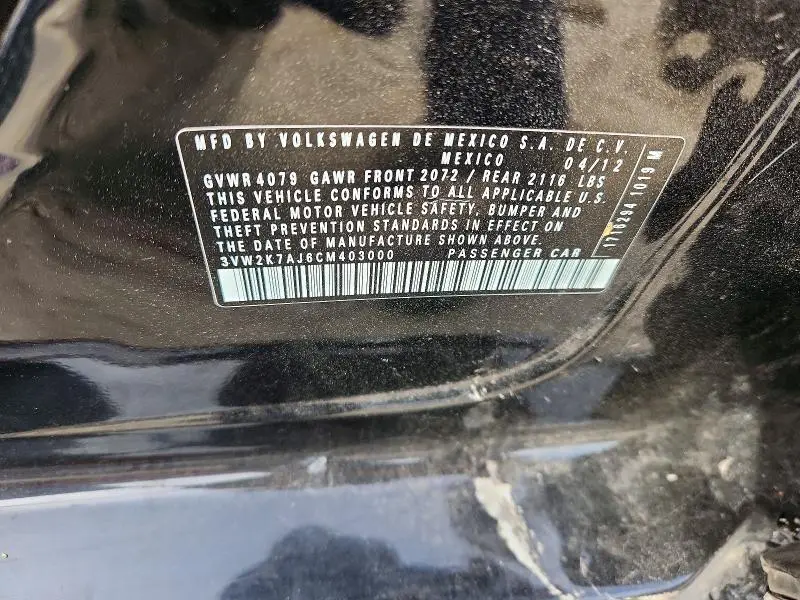 2012 VOLKSWAGEN JETTA BASE  
