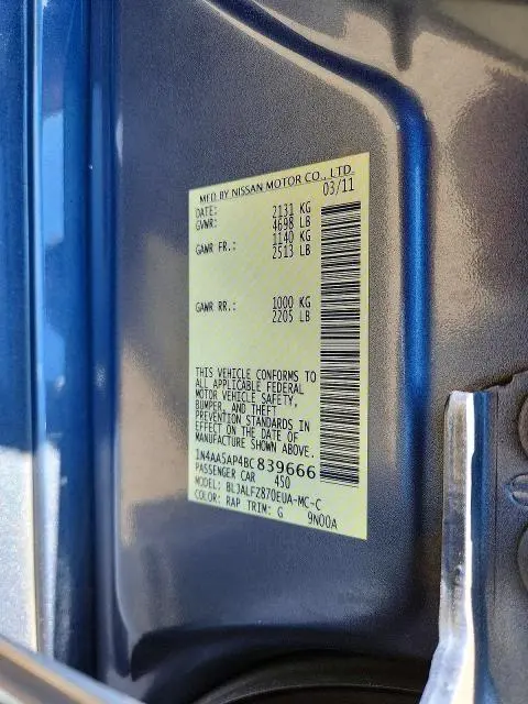 2011 NISSAN MAXIMA 3.5 S  