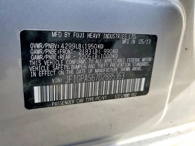 2013 SUBARU IMPREZA SPORT LIMITED  