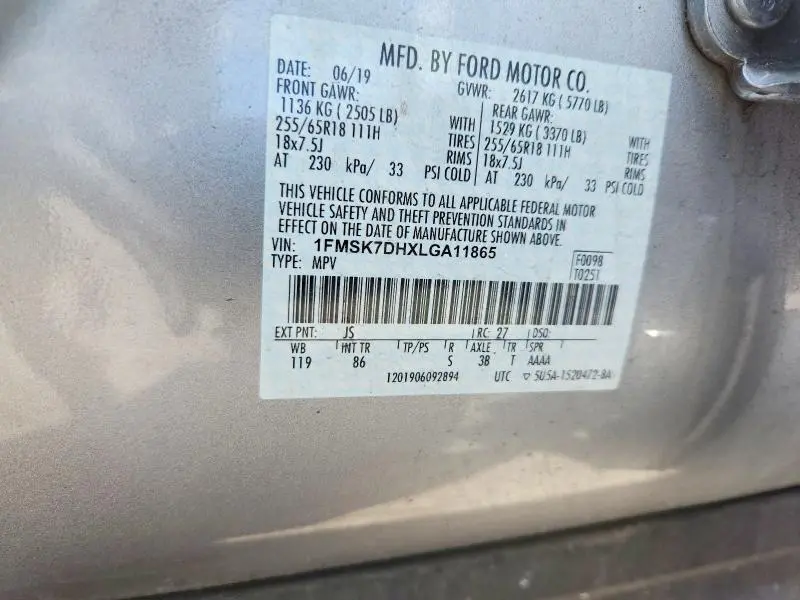 2020 FORD EXPLORER XLT  