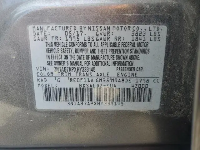 2017 NISSAN SENTRA S  