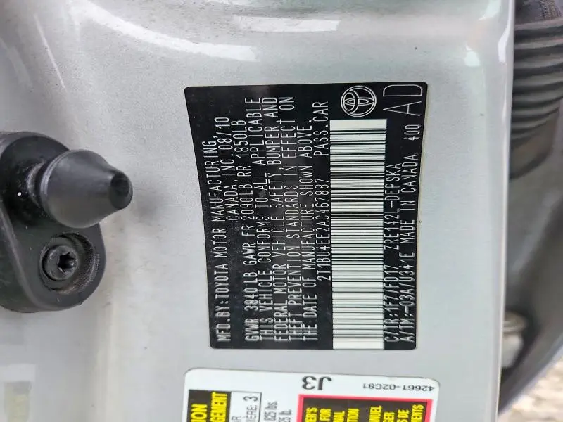 2010 TOYOTA COROLLA S  