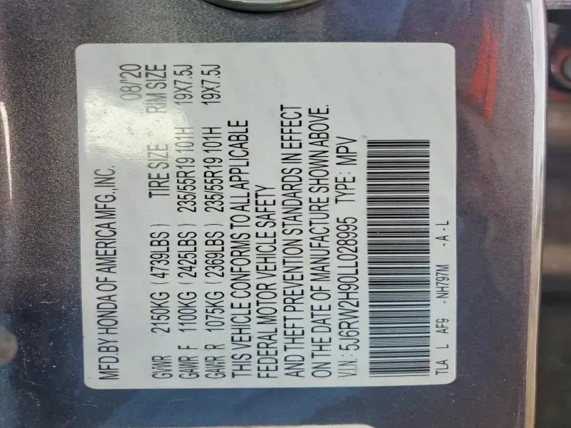 2020 HONDA CR-V TOURING  