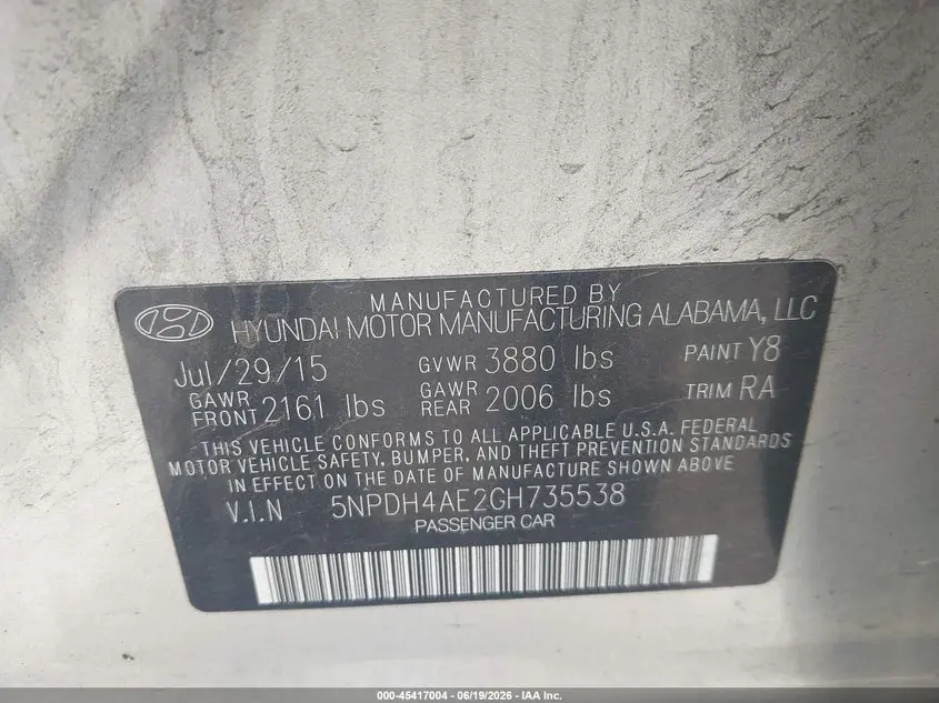 2016 HYUNDAI ELANTRA SE