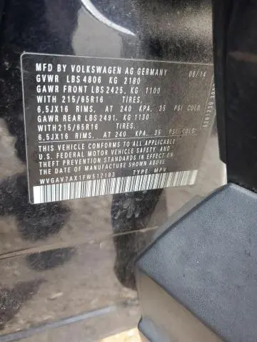 2015 VOLKSWAGEN TIGUAN S  