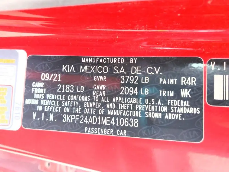 2021 KIA FORTE LXS  