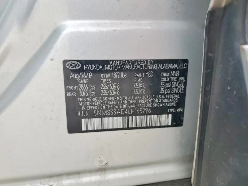 2020 HYUNDAI SANTA FE SEL  