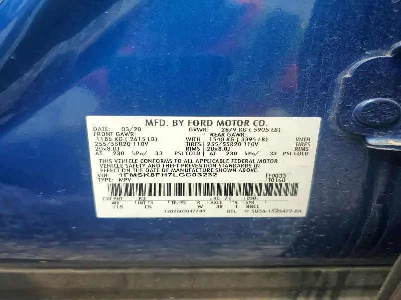 2020 FORD EXPLORER LIMITED  