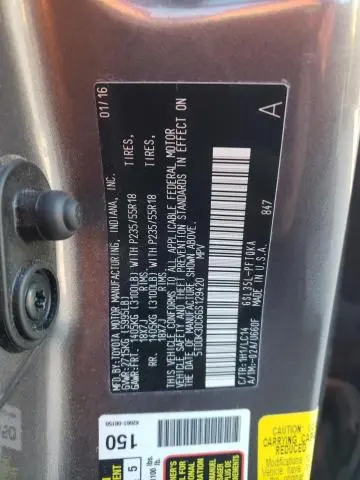 2016 TOYOTA SIENNA XLE  