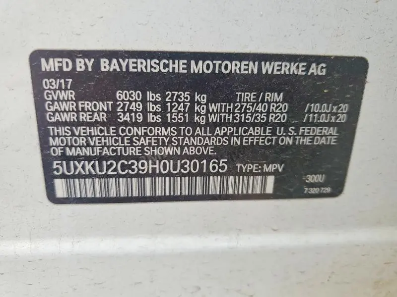 2017 BMW X6 XDRIVE35I  