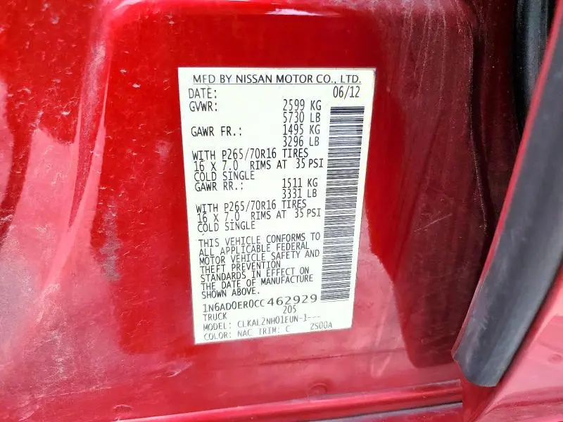 2012 NISSAN FRONTIER S  