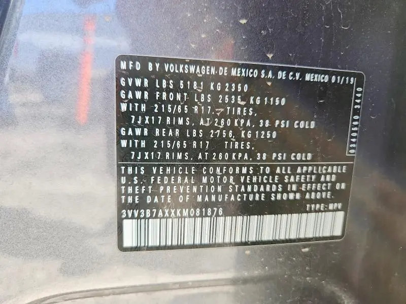 2019 VOLKSWAGEN TIGUAN SE  