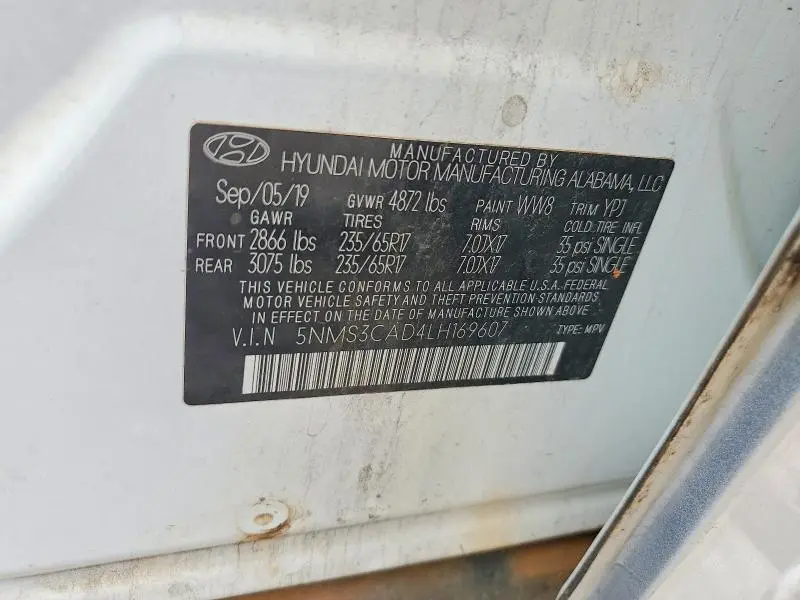 2020 HYUNDAI SANTA FE SEL  