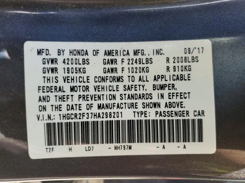 2017 HONDA ACCORD LX  