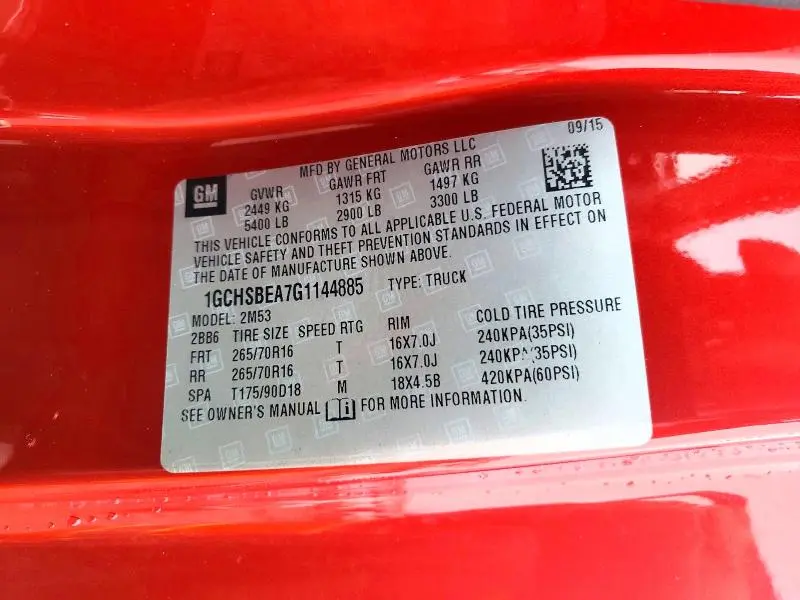 2016 CHEVROLET COLORADO   