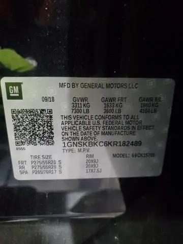 2019 CHEVROLET TAHOE K1500 LT  