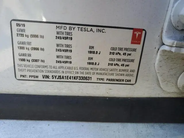 2019 TESLA MODEL S   