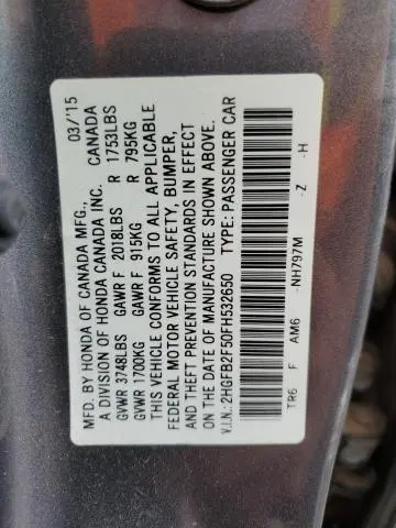 2015 HONDA CIVIC LX  
