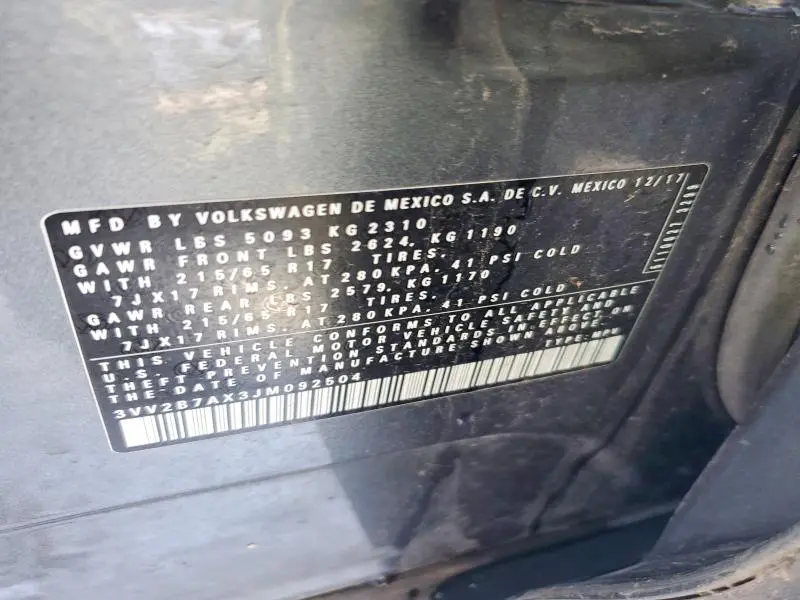 2018 VOLKSWAGEN TIGUAN SE  