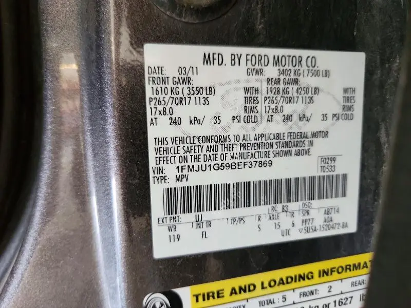 2011 FORD EXPEDITION XL  