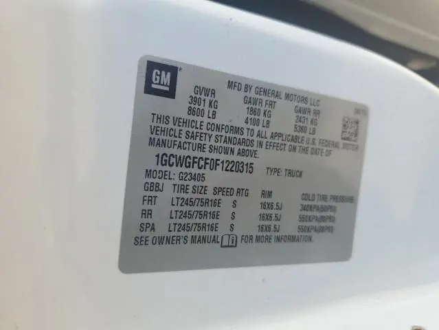 2015 CHEVROLET EXPRESS G2500   