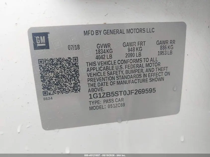 2018 CHEVROLET MALIBU 1LS