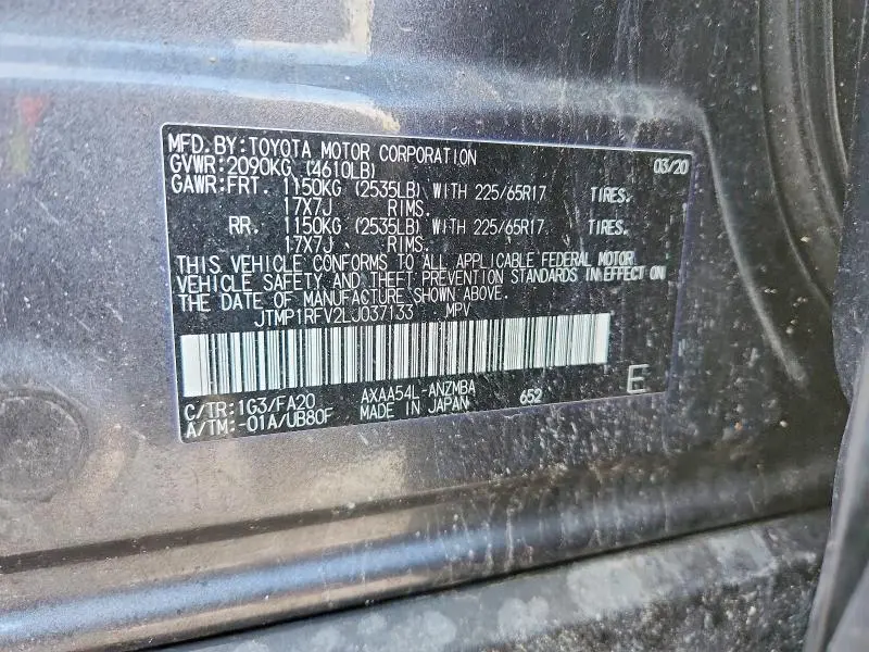 2020 TOYOTA RAV4 XLE  