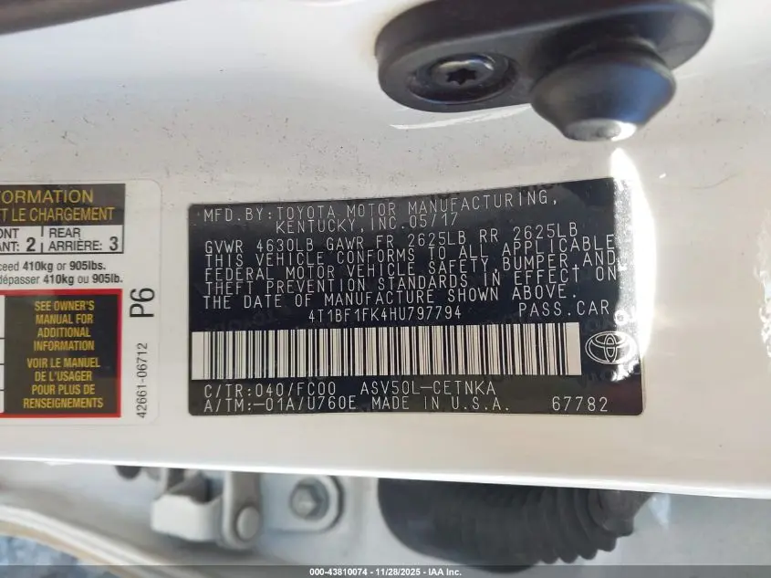 2017 TOYOTA CAMRY LE