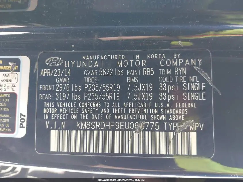 2014 HYUNDAI SANTA FE LIMITED