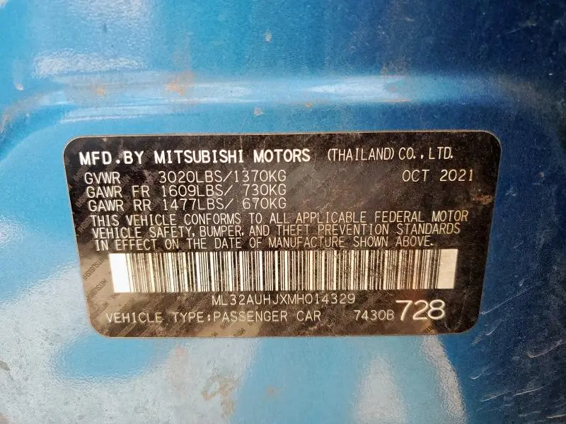 2021 MITSUBISHI MIRAGE ES