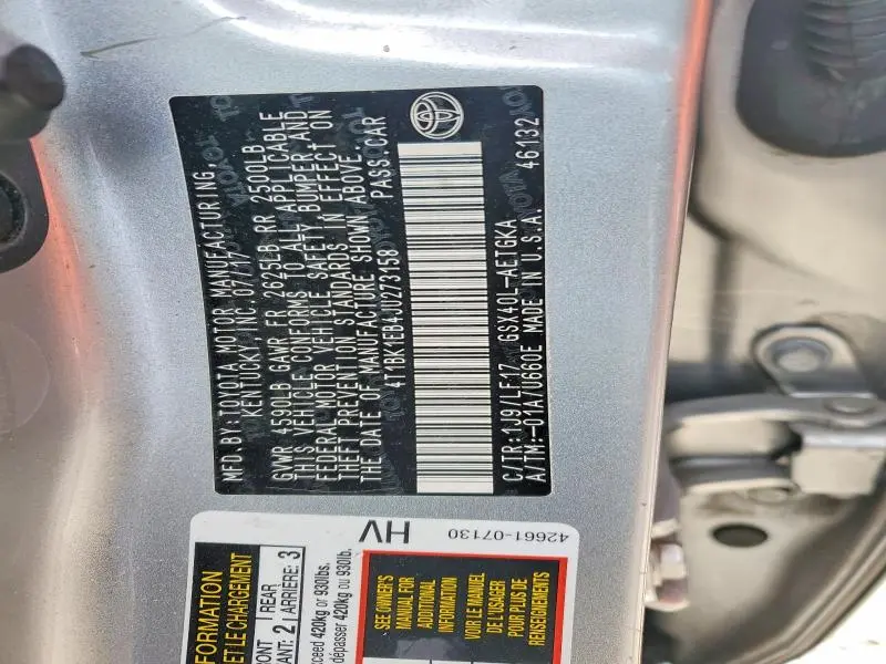 2018 TOYOTA AVALON XLE  