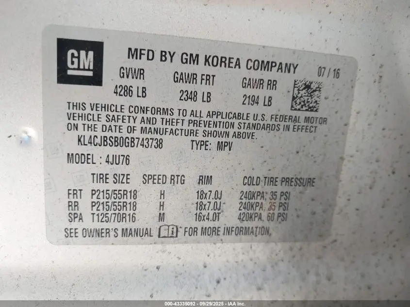 2016 BUICK ENCORE CONVENIENCE