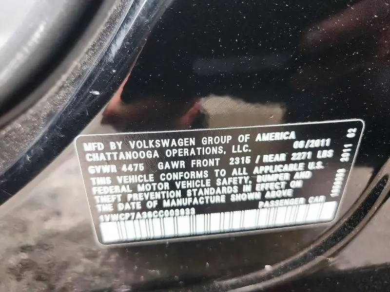 2012 VOLKSWAGEN PASSAT SEL  