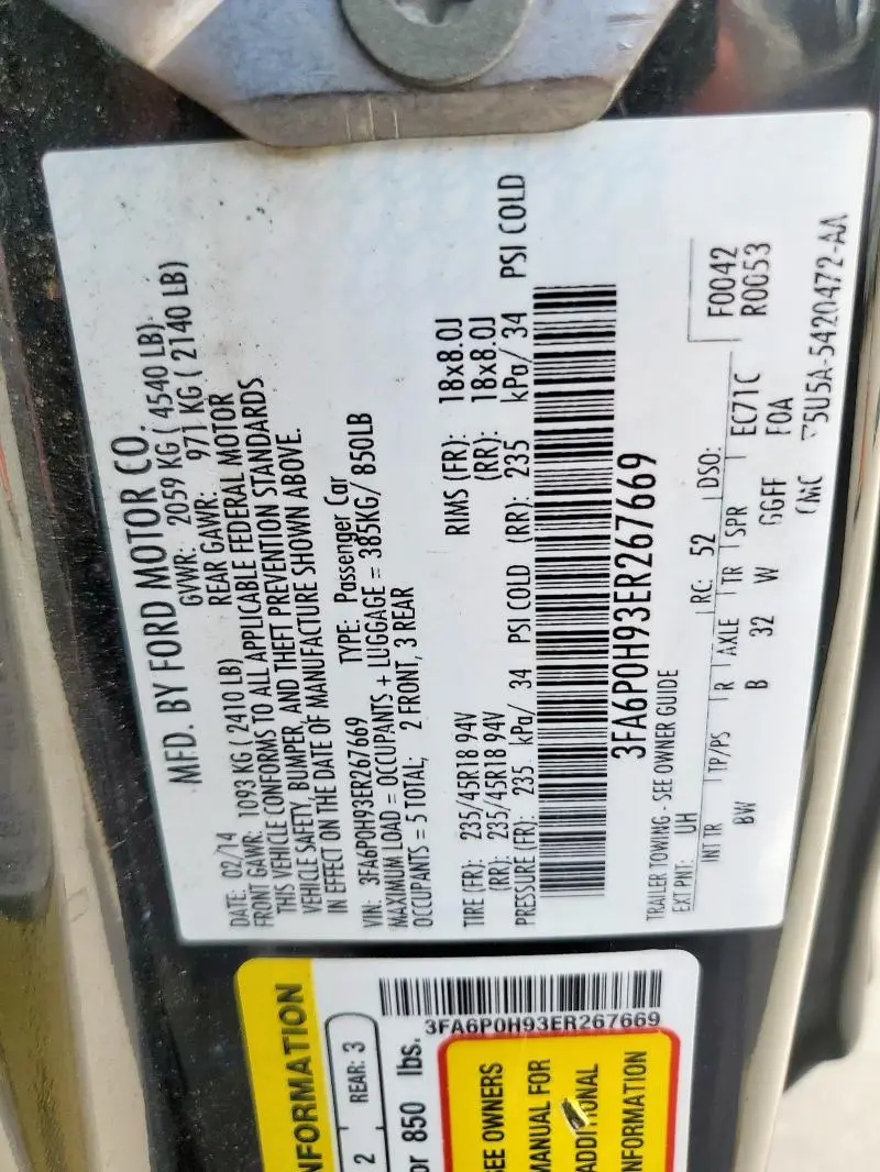 2014 FORD FUSION SE  