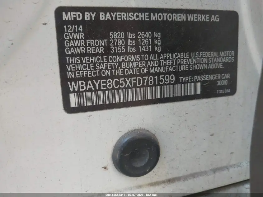 2015 BMW 750LI  