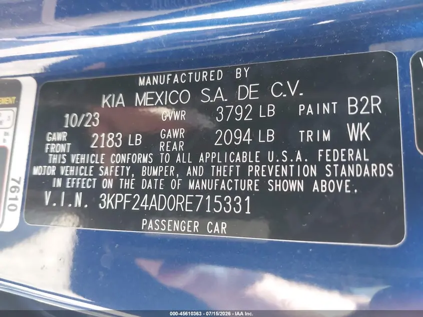 2024 KIA FORTE LXS