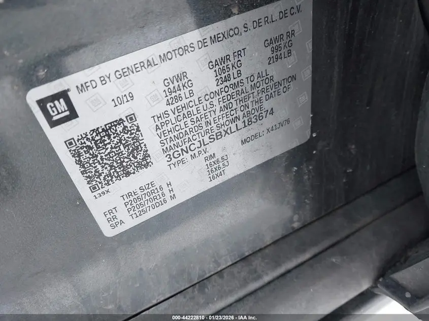 2020 CHEVROLET TRAX FWD LT