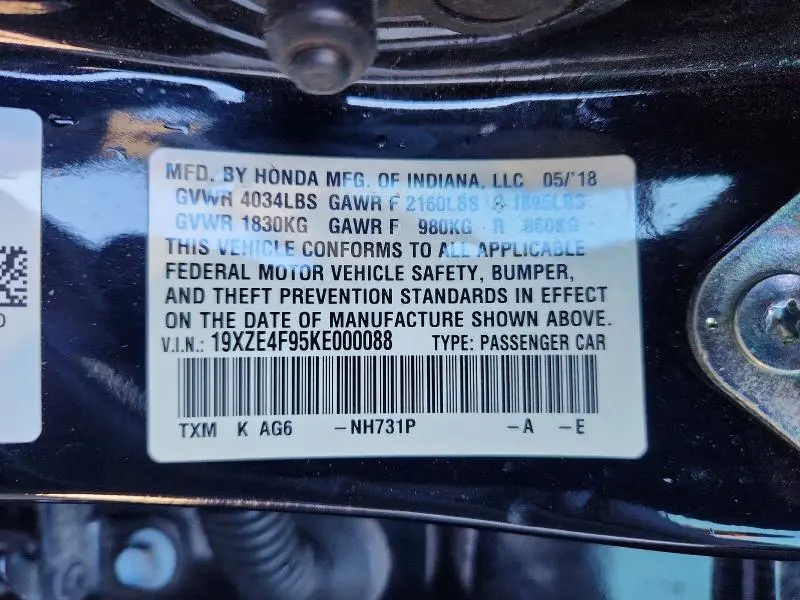 2019 HONDA INSIGHT TOURING  