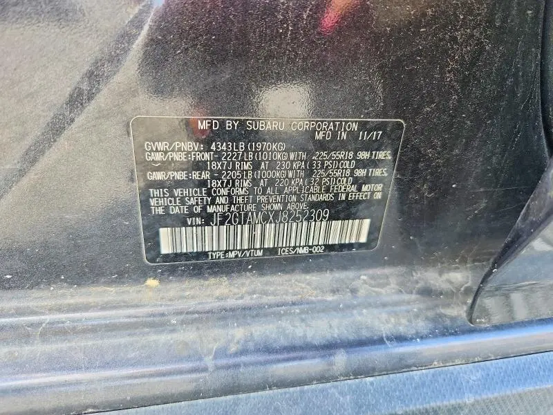 2018 SUBARU CROSSTREK LIMITED  