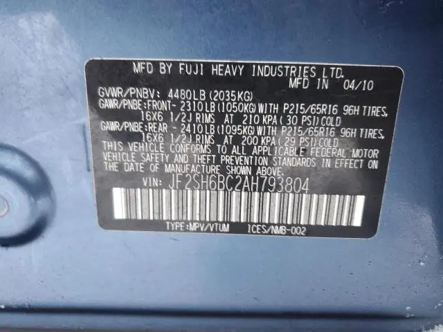 2010 SUBARU FORESTER XS  