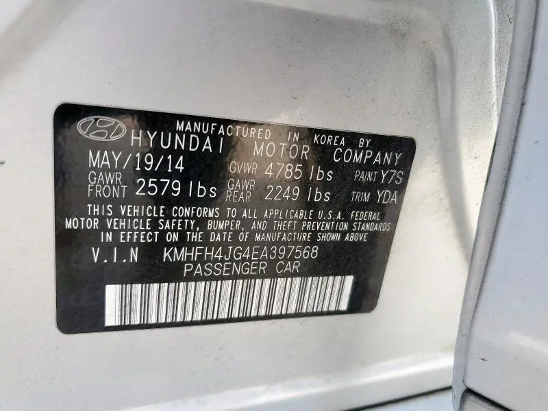 2014 HYUNDAI AZERA GLS  