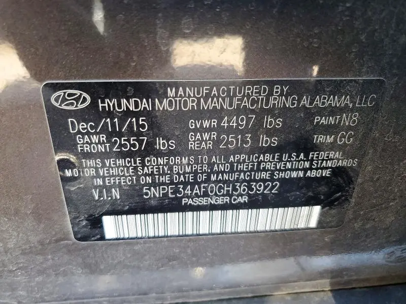 2016 HYUNDAI SONATA SPORT  