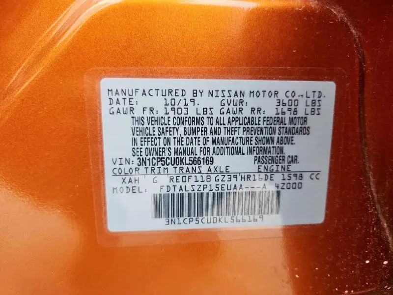 2019 NISSAN KICKS S  
