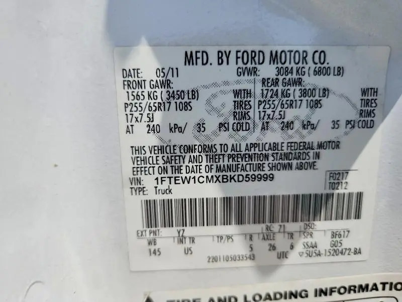 2011 FORD F150 SUPERCREW  