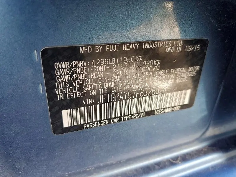 2015 SUBARU IMPREZA SPORT  