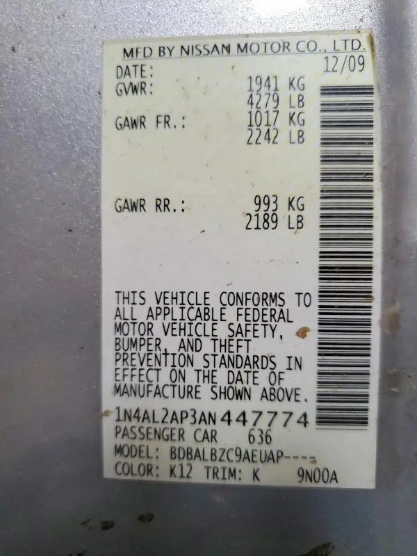2010 NISSAN ALTIMA 2.5  