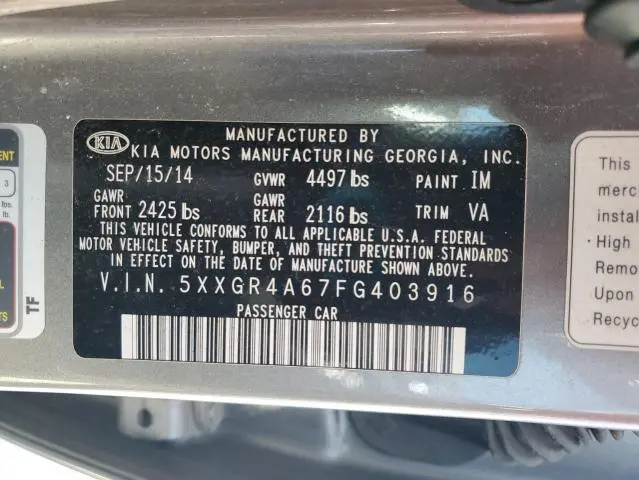 2015 KIA OPTIMA SX  