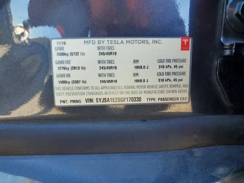 2016 TESLA MODEL S   