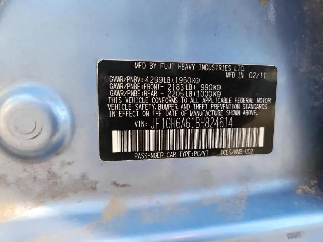 2011 SUBARU IMPREZA 2.5I  